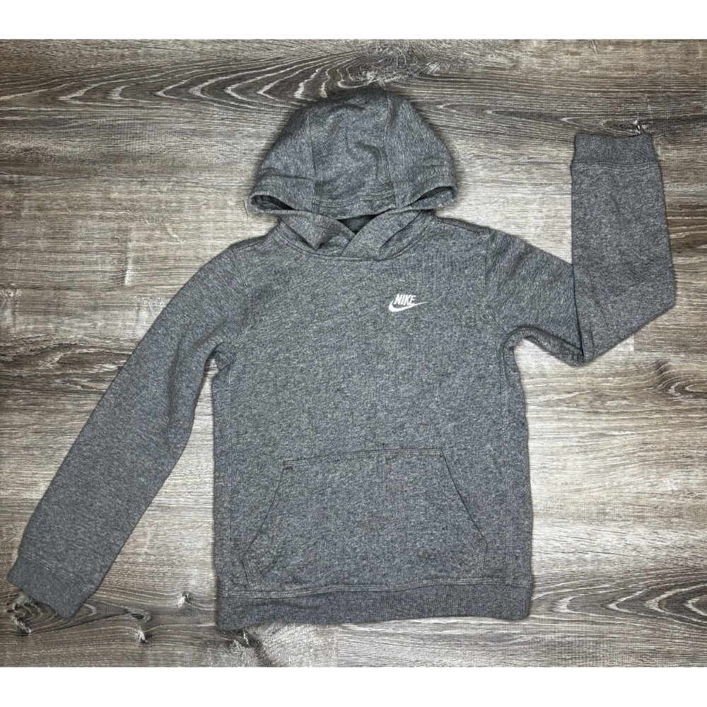 NIke Youth Boys Girls Grey Pullover Hoodie Sweatshirt Long Sleeve Medium